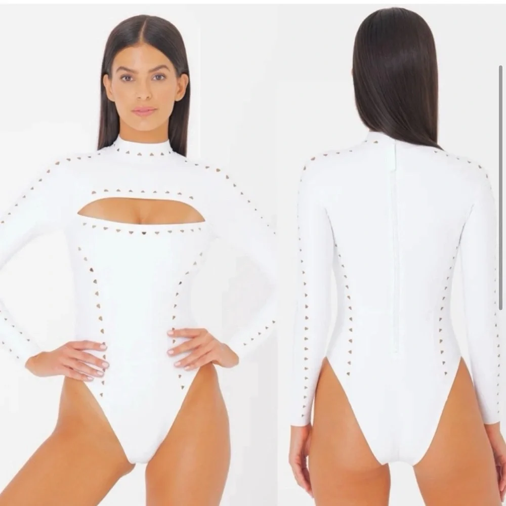 FREE PEOPLE GIGI C Laurel Cutout Scuba Surfsuit NEW One Piece Swimsuit White S